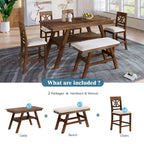 6-Piece Wood Counter Height Dining Table Set with Storage Shelf