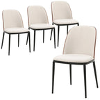 Dining Chair with Upholstered Seat Side Chair with MDF Wood Frame in Steel Set of 4