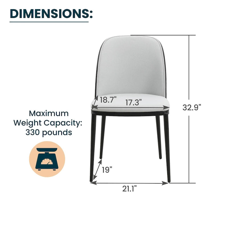 Dining Chair with Upholstered Seat Side Chair with MDF Wood Frame in Steel Set of 4