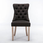 Tufted Upholstered Linen Dining Chair with Solid Wood Legs, Set of 2