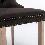 Tufted Upholstered Linen Dining Chair with Solid Wood Legs, Set of 2