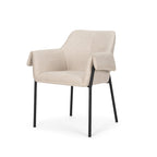 Chaise de salle à manger Brently avec tissu bouclé crème et pieds en métal noir mat
