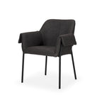 Chaise de salle à manger Brently avec tissu bouclé crème et pieds en métal noir mat