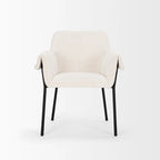 Chaise de salle à manger Brently avec tissu bouclé crème et pieds en métal noir mat