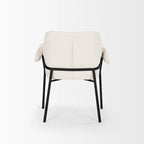 Chaise de salle à manger Brently avec tissu bouclé crème et pieds en métal noir mat