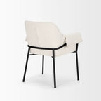 Chaise de salle à manger Brently avec tissu bouclé crème et pieds en métal noir mat