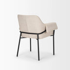 Chaise de salle à manger Brently avec tissu bouclé crème et pieds en métal noir mat