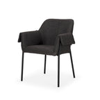 Chaise de salle à manger Brently avec tissu bouclé crème et pieds en métal noir mat