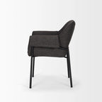 Chaise de salle à manger Brently avec tissu bouclé crème et pieds en métal noir mat