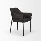 Chaise de salle à manger Brently avec tissu bouclé crème et pieds en métal noir mat