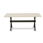 East West Furniture Dining Furniture Set- a Dining Table & Black Color Linen Fabric Upholstered Chairs, Black(Pieces Option)