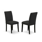 East West Furniture Dining Furniture Set- a Dining Table & Black Color Linen Fabric Upholstered Chairs, Black(Pieces Option)