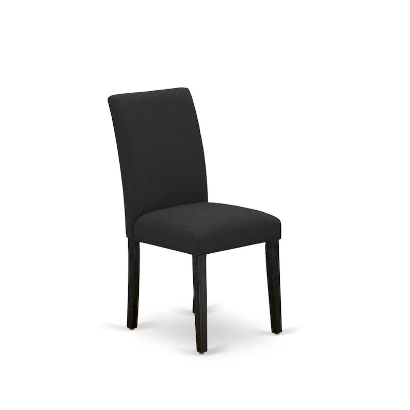 East West Furniture Dining Furniture Set- a Dining Table & Black Color Linen Fabric Upholstered Chairs, Black(Pieces Option)