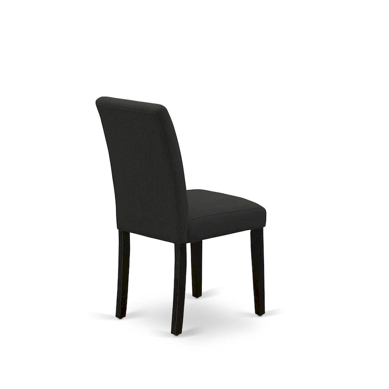 East West Furniture Dining Furniture Set- a Dining Table & Black Color Linen Fabric Upholstered Chairs, Black(Pieces Option)