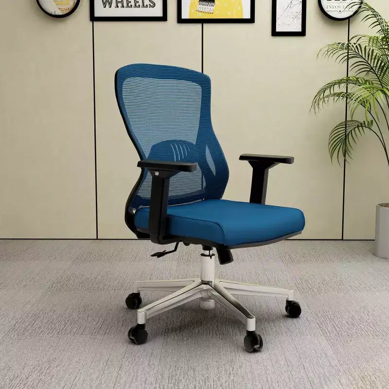 Chaise de bureau ergonomique en maille LeisureMod Adorit - Accoudoirs et soutien lombaire réglables - Chaise d'ordinateur pivotante à dossier moyen