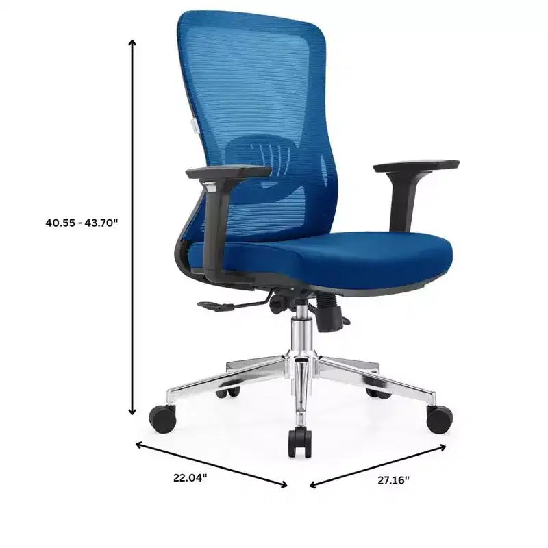 Chaise de bureau ergonomique en maille LeisureMod Adorit - Accoudoirs et soutien lombaire réglables - Chaise d'ordinateur pivotante à dossier moyen