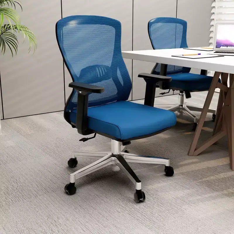Chaise de bureau ergonomique en maille LeisureMod Adorit - Accoudoirs et soutien lombaire réglables - Chaise d'ordinateur pivotante à dossier moyen