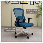 Chaise de bureau ergonomique en maille LeisureMod Adorit - Accoudoirs et soutien lombaire réglables - Chaise d'ordinateur pivotante à dossier moyen