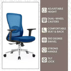 Chaise de bureau ergonomique en maille LeisureMod Adorit - Accoudoirs et soutien lombaire réglables - Chaise d'ordinateur pivotante à dossier moyen