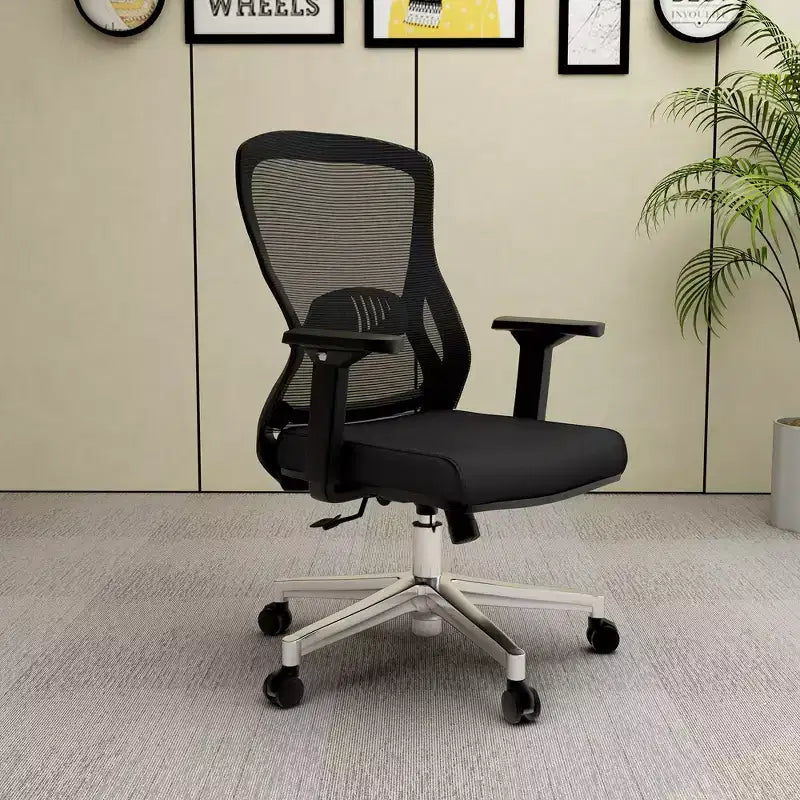Chaise de bureau ergonomique en maille LeisureMod Adorit - Accoudoirs et soutien lombaire réglables - Chaise d'ordinateur pivotante à dossier moyen
