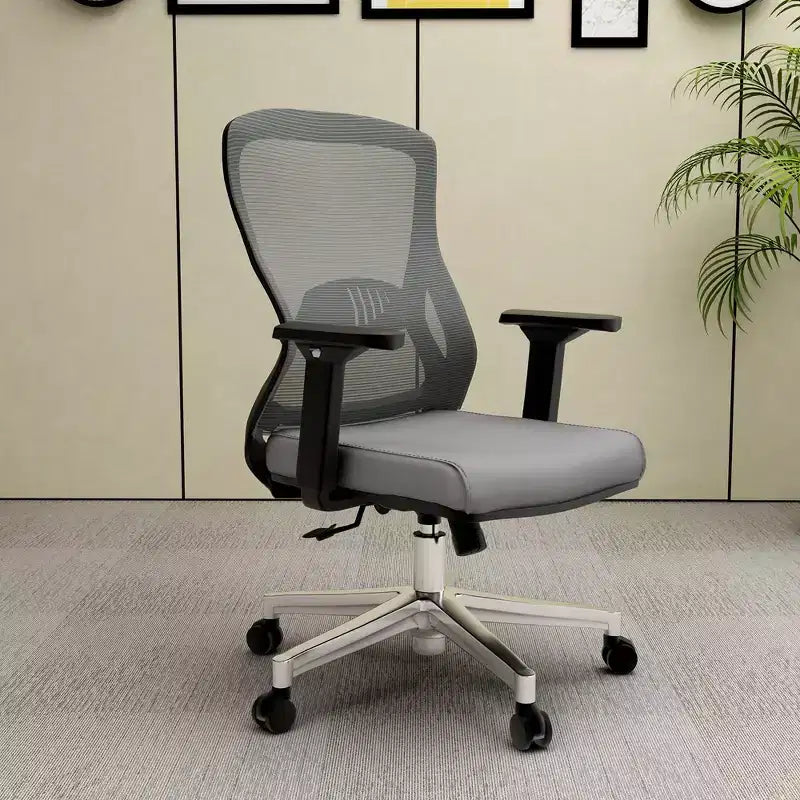 Chaise de bureau ergonomique en maille LeisureMod Adorit - Accoudoirs et soutien lombaire réglables - Chaise d'ordinateur pivotante à dossier moyen