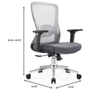 Chaise de bureau ergonomique en maille LeisureMod Adorit - Accoudoirs et soutien lombaire réglables - Chaise d'ordinateur pivotante à dossier moyen