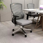 Chaise de bureau ergonomique en maille LeisureMod Adorit - Accoudoirs et soutien lombaire réglables - Chaise d'ordinateur pivotante à dossier moyen