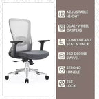 Chaise de bureau ergonomique en maille LeisureMod Adorit - Accoudoirs et soutien lombaire réglables - Chaise d'ordinateur pivotante à dossier moyen