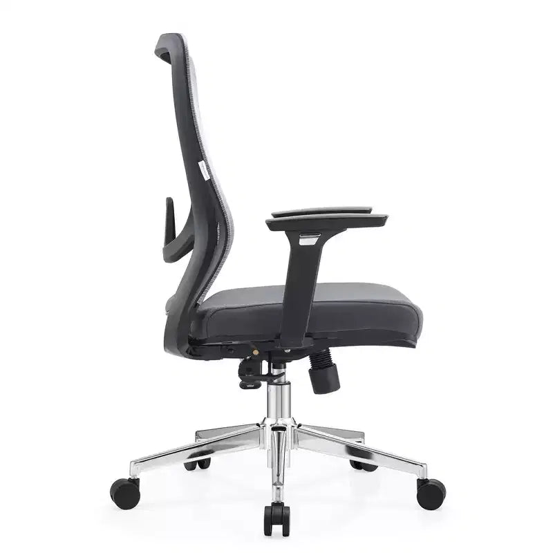 Chaise de bureau ergonomique en maille LeisureMod Adorit - Accoudoirs et soutien lombaire réglables - Chaise d'ordinateur pivotante à dossier moyen