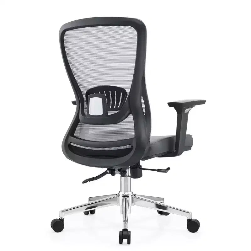 Chaise de bureau ergonomique en maille LeisureMod Adorit - Accoudoirs et soutien lombaire réglables - Chaise d'ordinateur pivotante à dossier moyen
