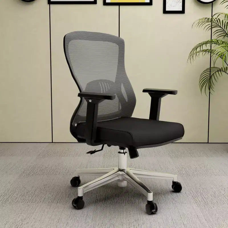 Chaise de bureau ergonomique en maille LeisureMod Adorit - Accoudoirs et soutien lombaire réglables - Chaise d'ordinateur pivotante à dossier moyen