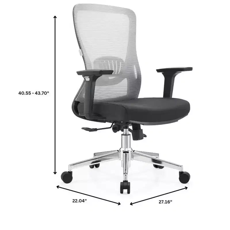 Chaise de bureau ergonomique en maille LeisureMod Adorit - Accoudoirs et soutien lombaire réglables - Chaise d'ordinateur pivotante à dossier moyen
