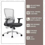 Chaise de bureau ergonomique en maille LeisureMod Adorit - Accoudoirs et soutien lombaire réglables - Chaise d'ordinateur pivotante à dossier moyen