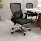 Chaise de bureau ergonomique en maille LeisureMod Adorit - Accoudoirs et soutien lombaire réglables - Chaise d'ordinateur pivotante à dossier moyen