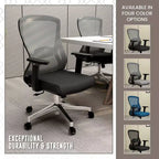 Chaise de bureau ergonomique en maille LeisureMod Adorit - Accoudoirs et soutien lombaire réglables - Chaise d'ordinateur pivotante à dossier moyen