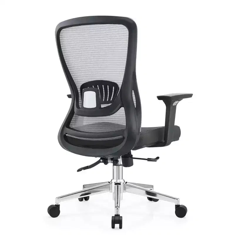 Chaise de bureau ergonomique en maille LeisureMod Adorit - Accoudoirs et soutien lombaire réglables - Chaise d'ordinateur pivotante à dossier moyen