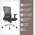 Chaise de bureau ergonomique en maille LeisureMod Adorit - Accoudoirs et soutien lombaire réglables - Chaise d'ordinateur pivotante à dossier moyen