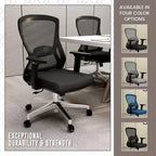 Chaise de bureau ergonomique en maille LeisureMod Adorit - Accoudoirs et soutien lombaire réglables - Chaise d'ordinateur pivotante à dossier moyen
