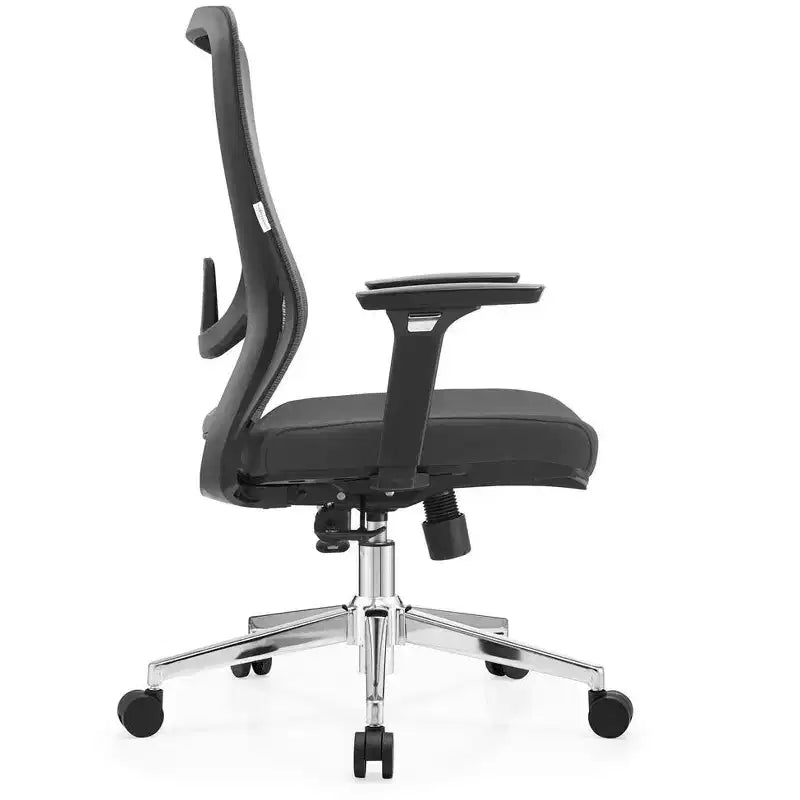 Chaise de bureau ergonomique en maille LeisureMod Adorit - Accoudoirs et soutien lombaire réglables - Chaise d'ordinateur pivotante à dossier moyen