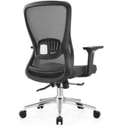 Chaise de bureau ergonomique en maille LeisureMod Adorit - Accoudoirs et soutien lombaire réglables - Chaise d'ordinateur pivotante à dossier moyen