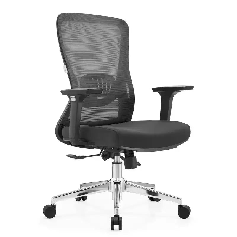 LeisureMod Adorit Ergonomic Mesh Office Chair - Adjustable Arms & Lumbar Support - Mid-Back Swivel Computer Desk Chair