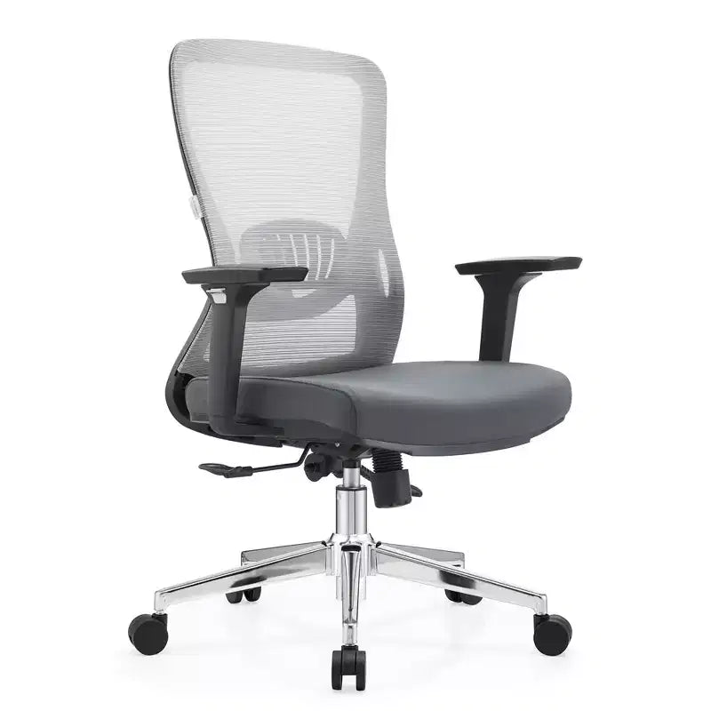 Chaise de bureau ergonomique en maille LeisureMod Adorit - Accoudoirs et soutien lombaire réglables - Chaise d'ordinateur pivotante à dossier moyen