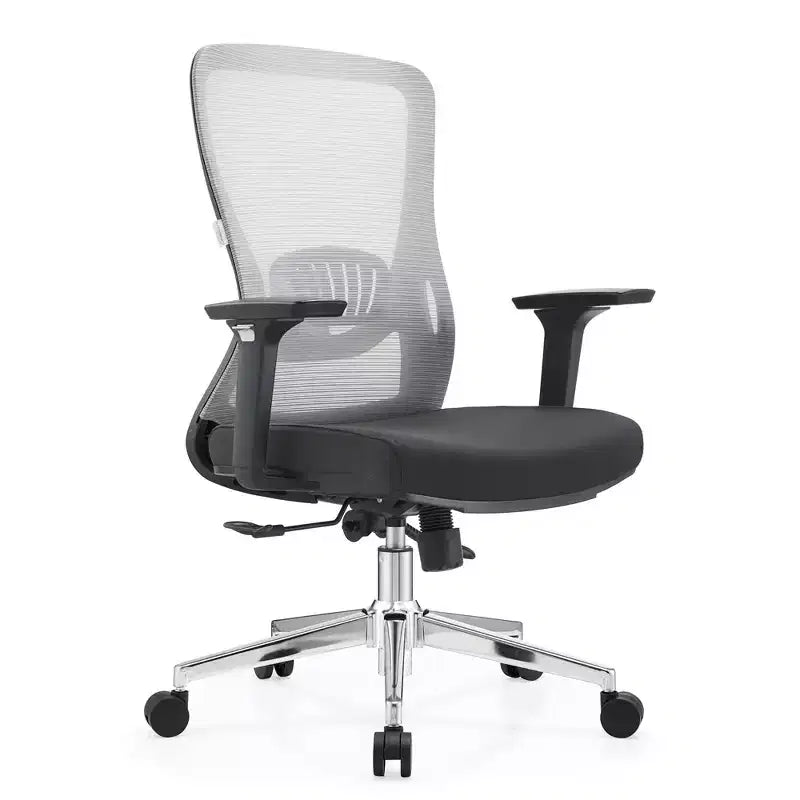Chaise de bureau ergonomique en maille LeisureMod Adorit - Accoudoirs et soutien lombaire réglables - Chaise d'ordinateur pivotante à dossier moyen