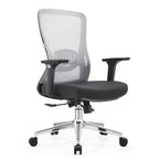 Chaise de bureau ergonomique en maille LeisureMod Adorit - Accoudoirs et soutien lombaire réglables - Chaise d'ordinateur pivotante à dossier moyen