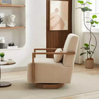 Fauteuil d'appoint pivotant moderne 30,31W avec accoudoirs en bois massif, fauteuil de lecture à 360 degrés, 4Q- ModernLuxe