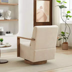 Fauteuil d'appoint pivotant moderne 30,31W avec accoudoirs en bois massif, fauteuil de lecture à 360 degrés, 4Q- ModernLuxe