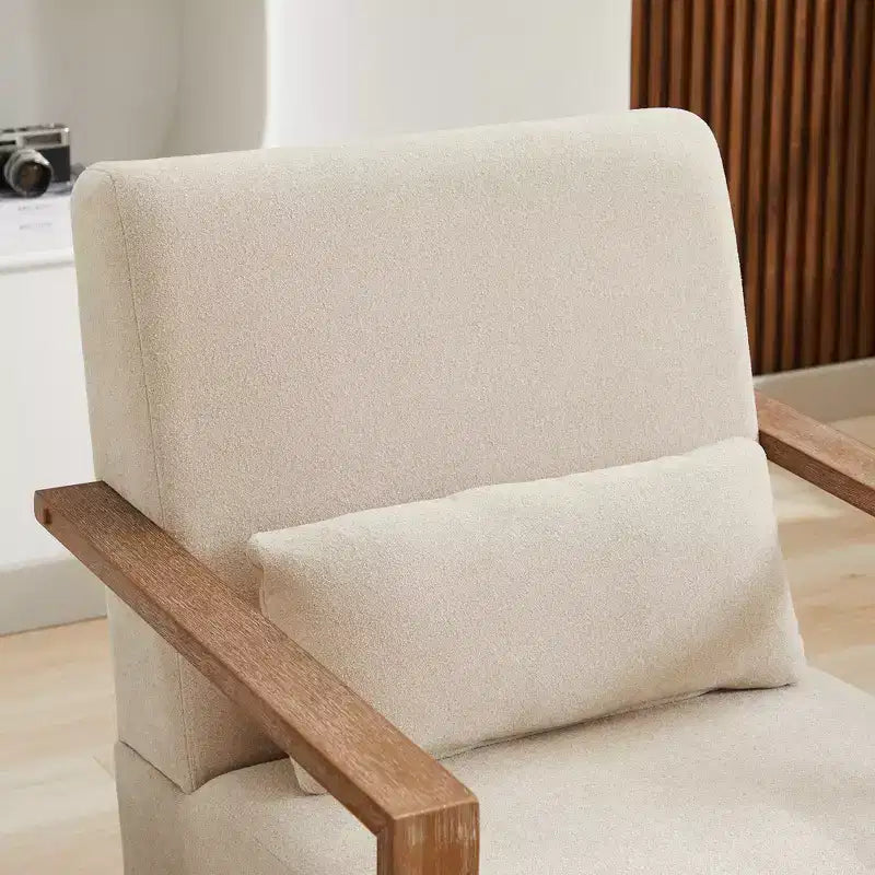 Fauteuil d'appoint pivotant moderne 30,31W avec accoudoirs en bois massif, fauteuil de lecture à 360 degrés, 4Q- ModernLuxe