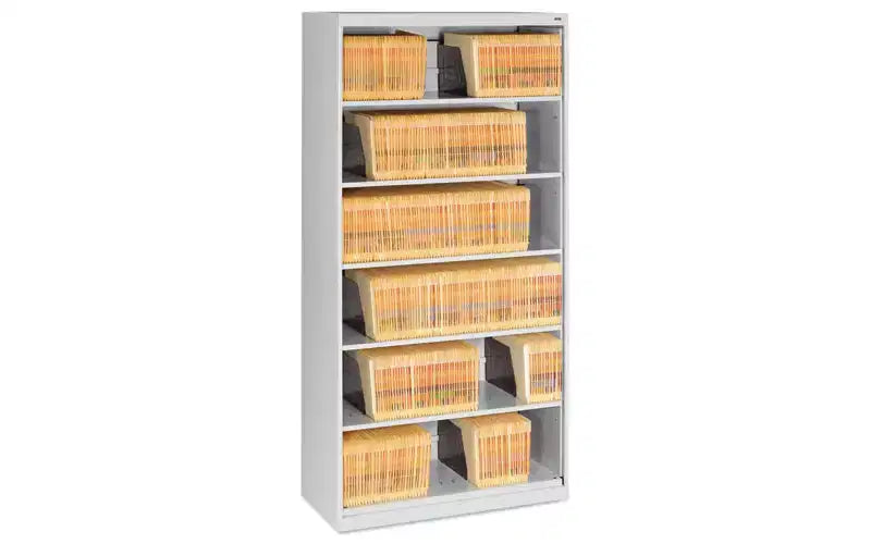 Tennsco Fixed Shelf Open-Format Lateral File for End-Tab Folders, 6 Legal/Letter File Shelves, Light Gray, 36 x 16.5 x 75.25
