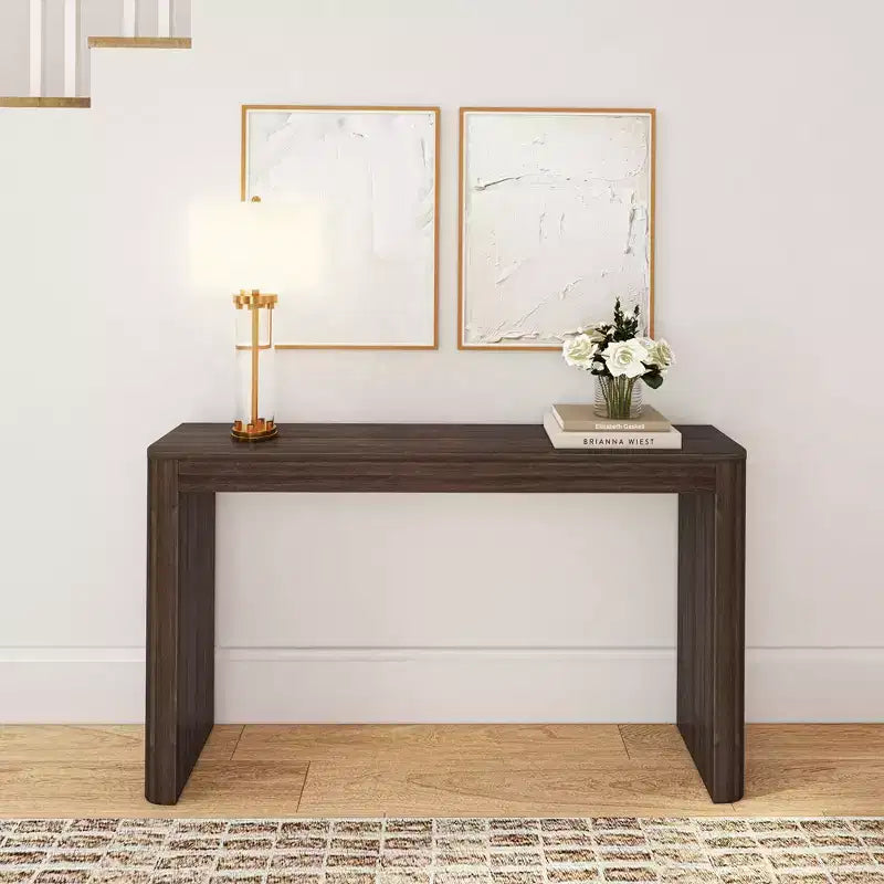 Table console Plank+Beam 56 en bois massif, Table de canapé Conture à bords arrondis, Table d'entrée étroite, Tables console pour entrée