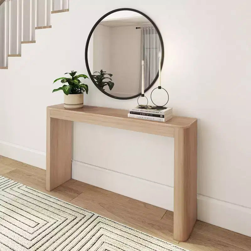 Table console Plank+Beam 56 en bois massif, Table de canapé Conture à bords arrondis, Table d'entrée étroite, Tables console pour entrée